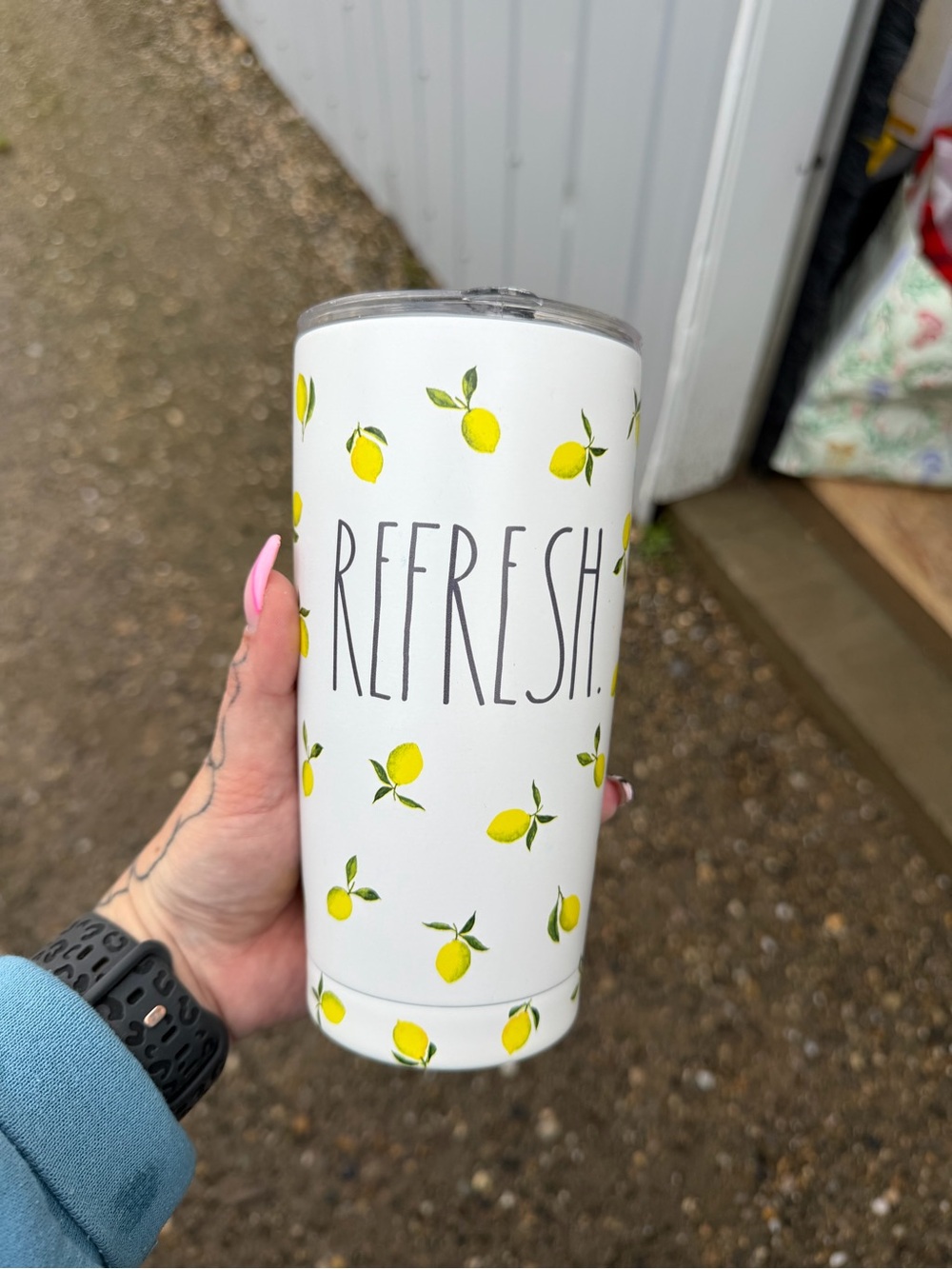 Rae Dunn White Lemon Pattern Tumbler